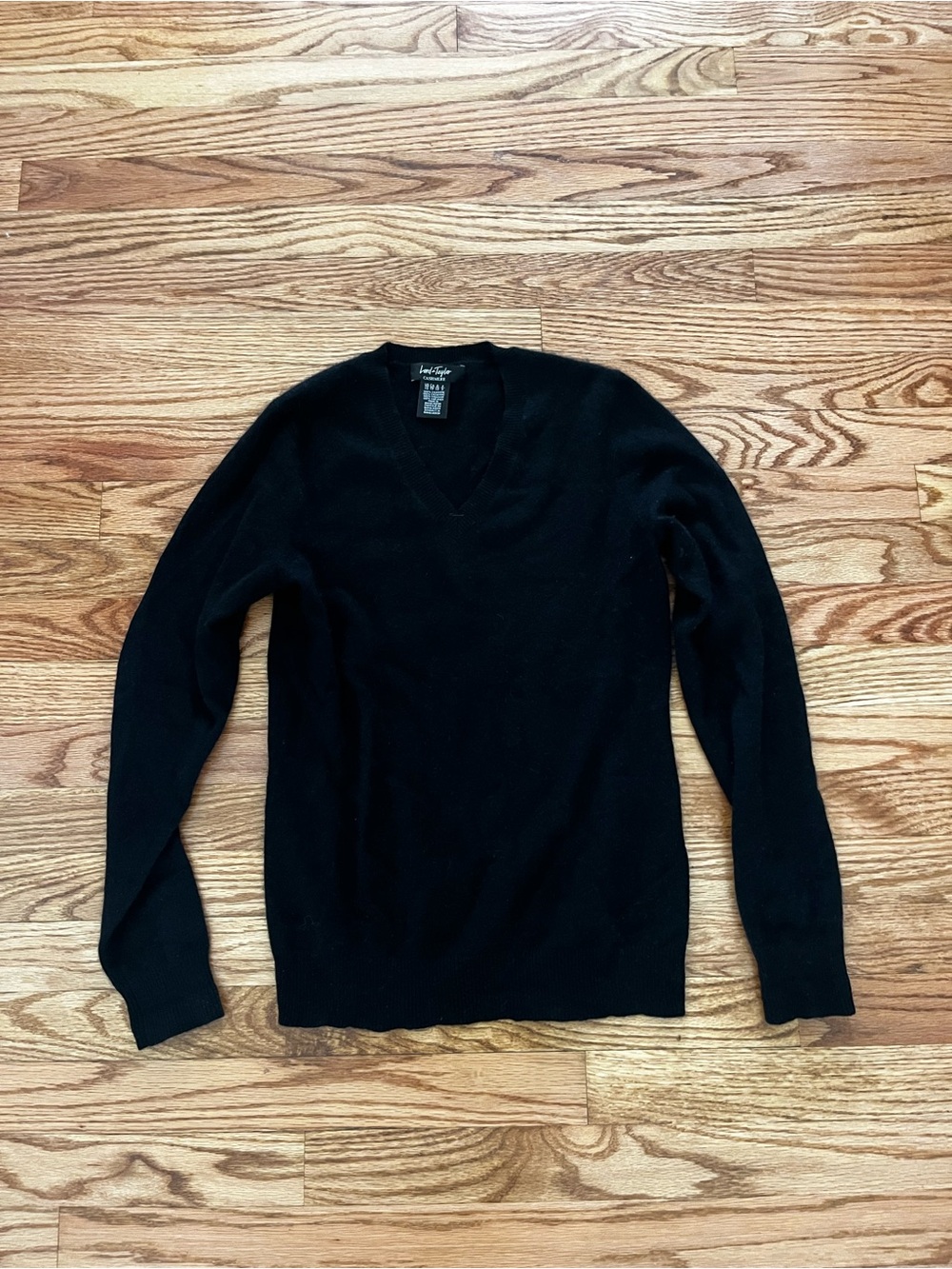Lord & Taylor Black V-Neck Knit Sweater